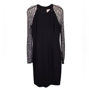 Jason Wu Designer Long Sleeve Black Sheer Lace Sheath Cocktail Dress